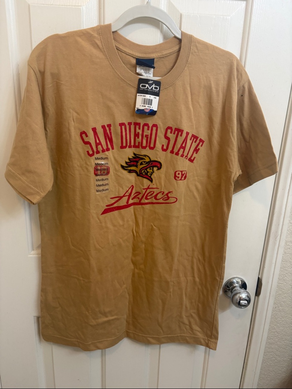 Varsity Tan San Diego State Aztecs Tee with Red Logo